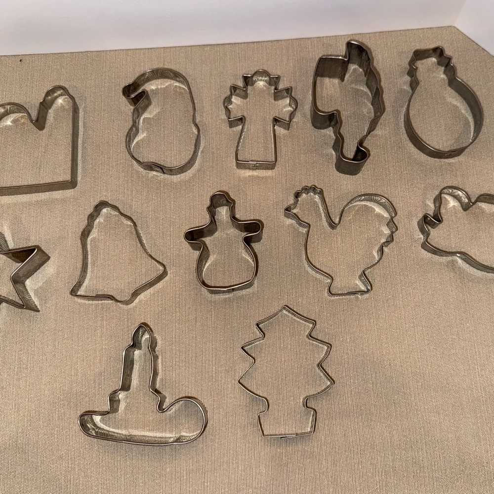 Lot of  12 vintage  Aluminum /Metal Cookie Cutters Various Shapes